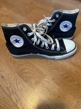 Converse Black High Top Canvas Sneakers with White Trim